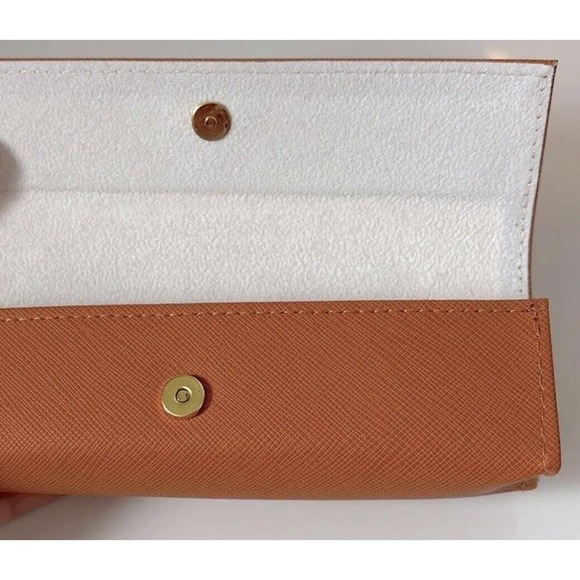 Tory Burch Orange Case Eyeglass Gold Eyeglasses Reading Glasses Logo Pouch Glass - Picture 4 of 8